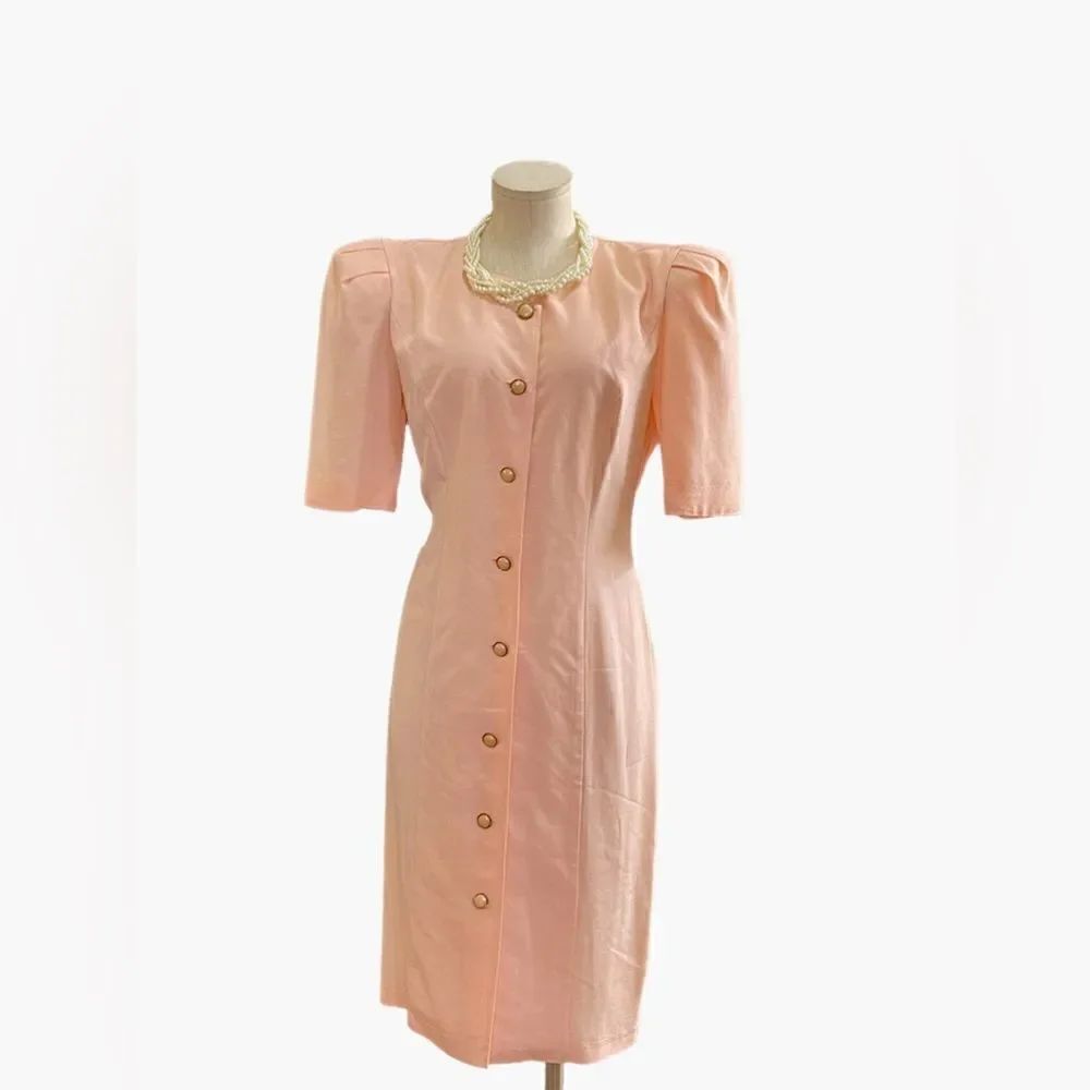 Charming Vintage Baby Doll Pink Puff Sleeve Dress